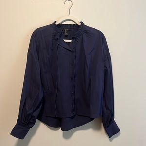 Navy blue button up blouse